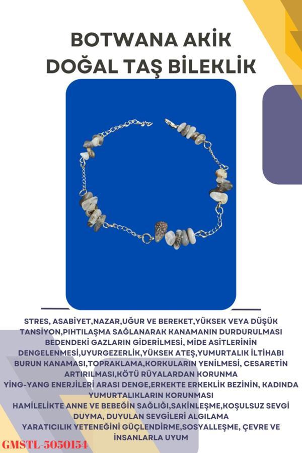 Sertifikalı Bostwana Doğal Taş El Yapımı Tasarım Bileklik - Image 1
