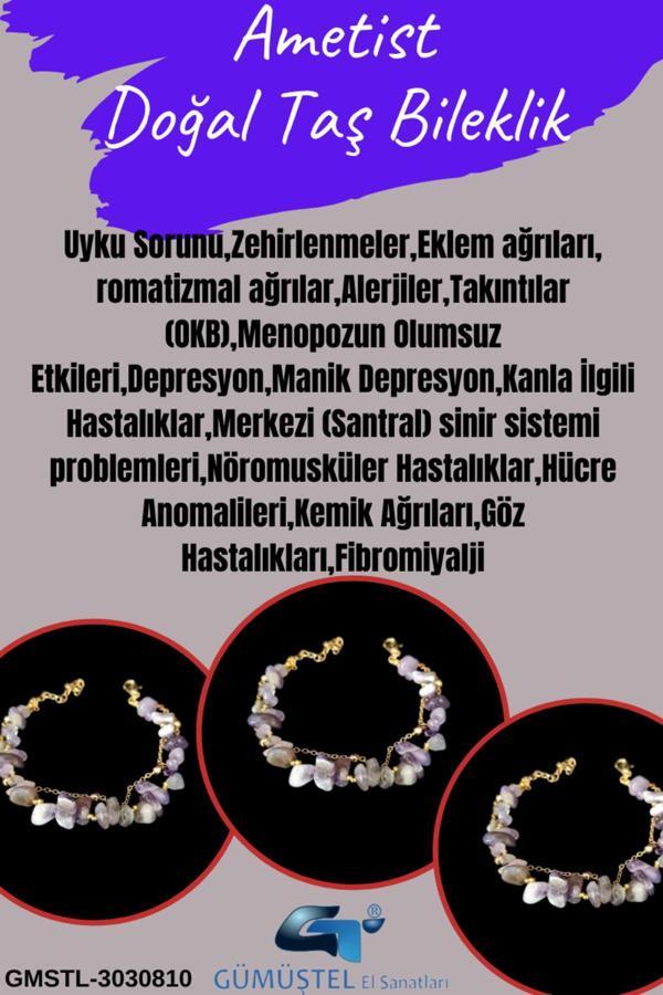 Sertifikalı Ametist Doğal Taş Bileklik Özel Tasarım - Image 1