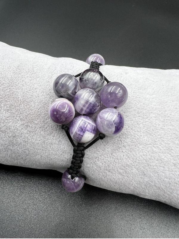 Ametist Doğal Taş Bileklik Asansörlü Kilit Sistemi El Yapımı Bileklik - Image 1