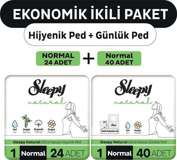 Sleepy Natural Ultra Ped Normal 24 Adet + Uzun Günlük Ped 40 Adet - Image 1