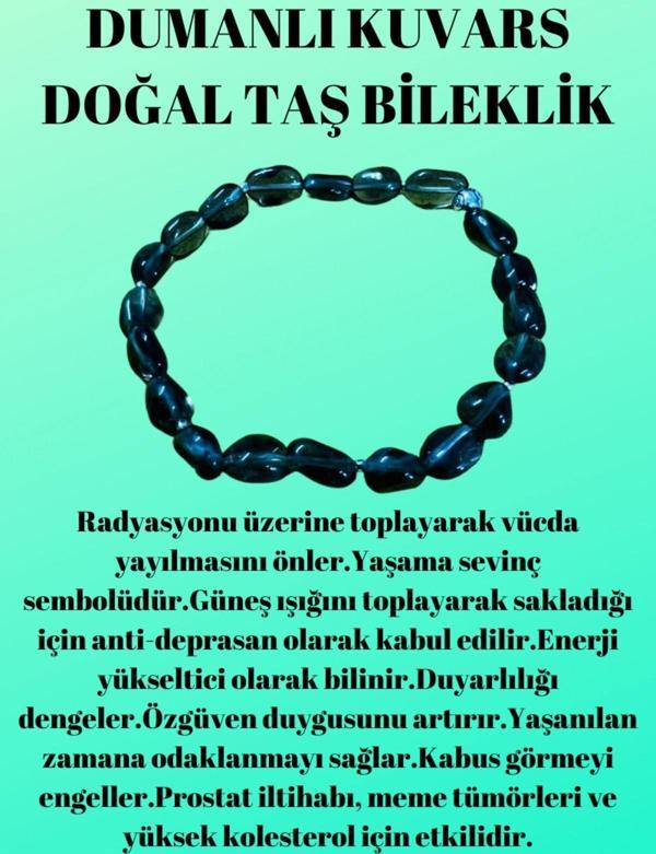Sertifikalı Dumanlı Kuvars Doğal Taş Şekilsiz Tımbıl Bileklik AAA Kalite Sürpriz Hediyeli - Image 1