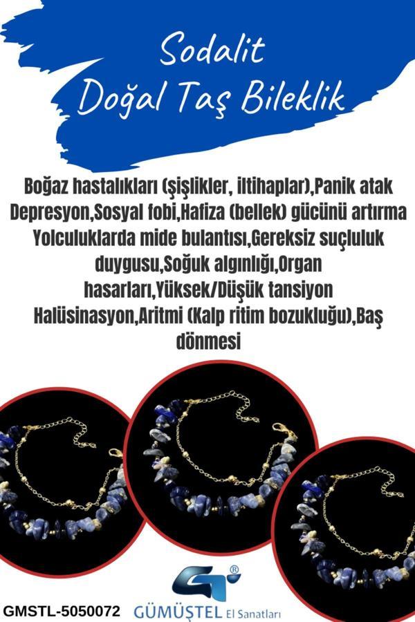 Sertifikalı Sodalit Doğal Taş Bileklik Özel Tasarım - Image 1