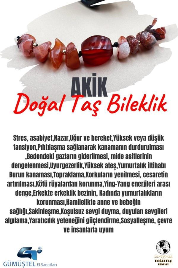 Sertifikalı Akik Doğal Taş Bileklik Tasarım AAA Kalite - Image 1