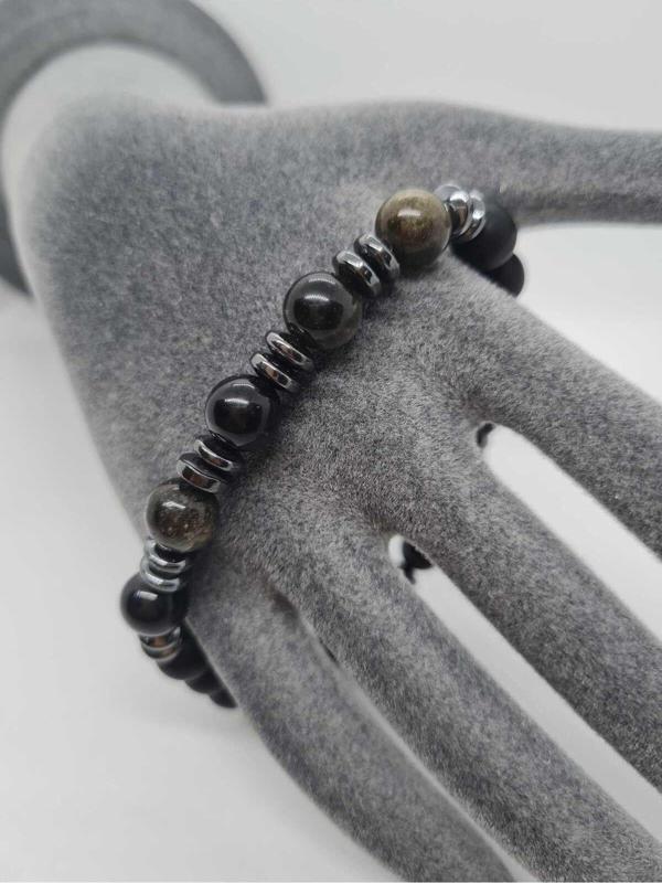 Obsidyen, Hematit, Oniks Doğal Taş Bileklik Tasarım - Image 1