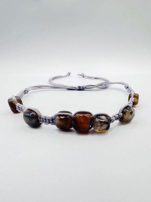 Yosunlu Akik Doğal Taş El Yapımı Bileklik Asansörlü Kilit Sistemi - Image 1