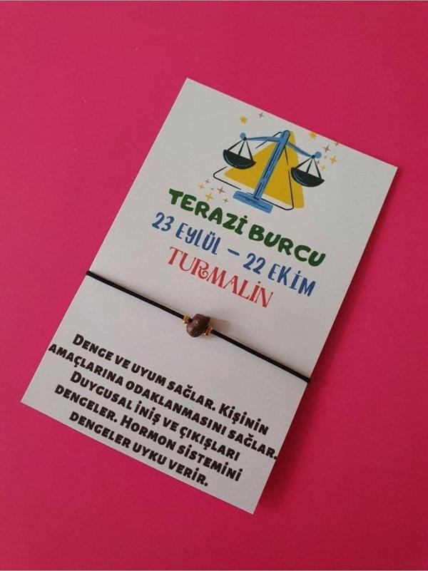 Terazi Burcu Turmalin Doğal Taşlı İp Burç Bilekliği - Image 1