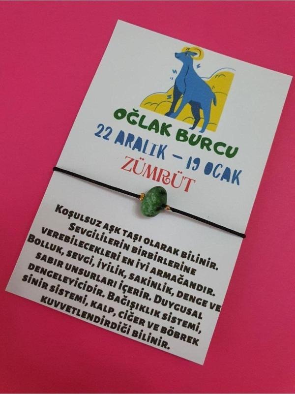 Oğlak Burcu Zümrüt Doğal Taşlı İp Burç Bilekliği - Image 1