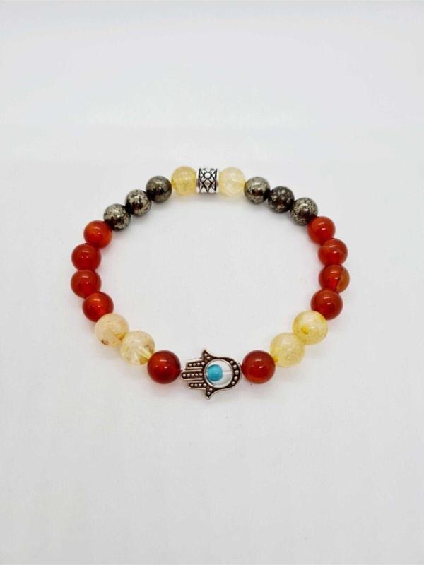 Doğal Taş Bilekliği Pirit Sitrin Akik Doğaltaş Bileklik - Image 1