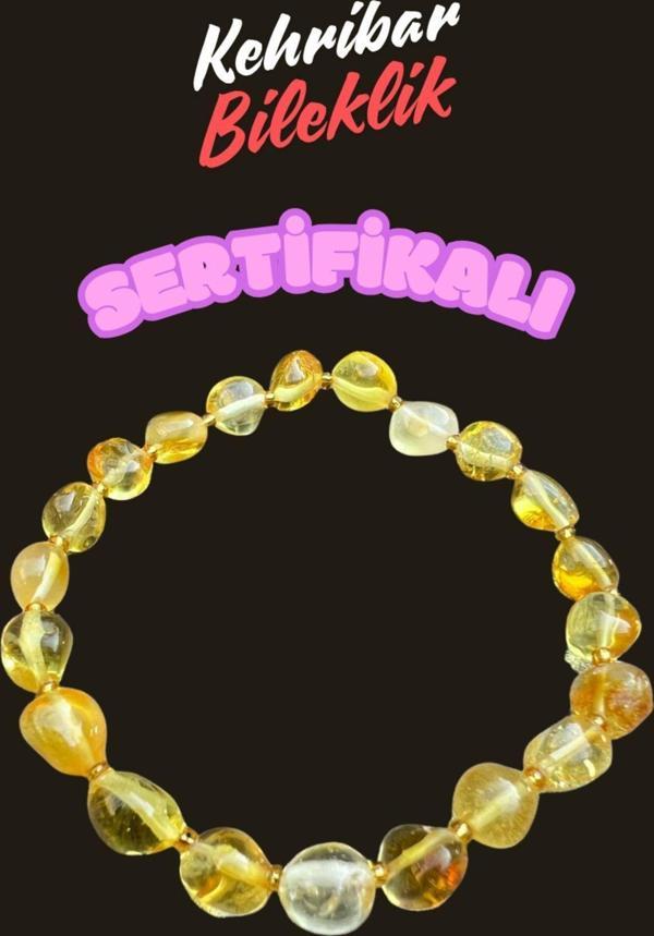 Sertifikalı Damla Kehribar Yetişkin Bileklik Unisex AAA Kalite Sürpriz Hediyeli - Image 1