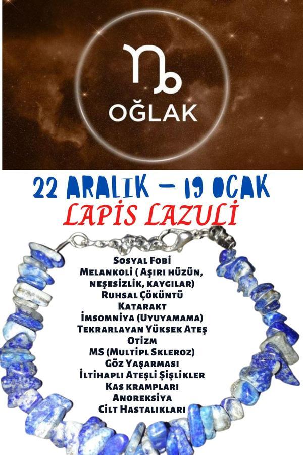 Sertifikalı Burç Taşı Oğlak Burcu Lapis Lazuli Taşı Bileklik - Image 1