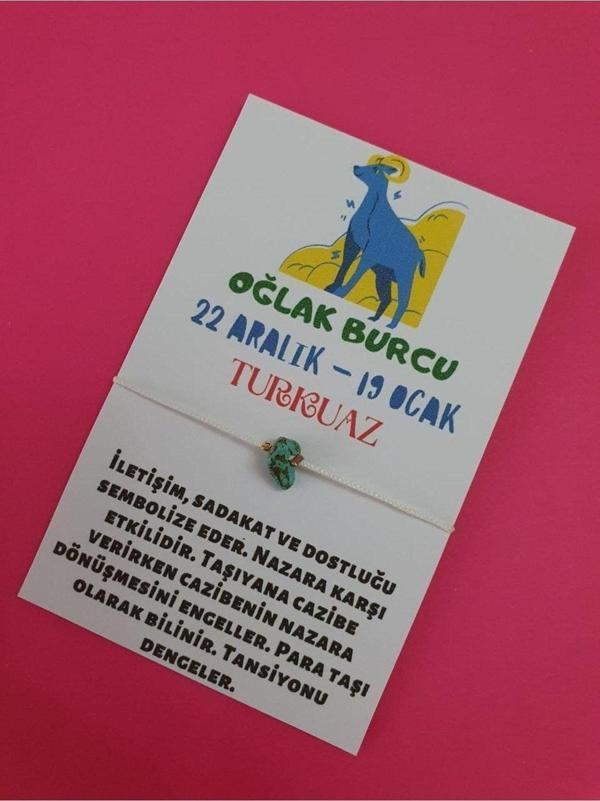 Oğlak Burcu Turkuaz Doğal Taşlı İp Burç Bilekliği - Image 1