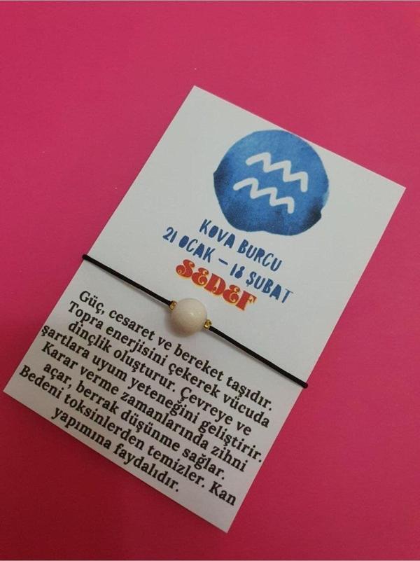 Kova Burcu Sedef Doğal Taş İp Burç Bilekliği - Image 1