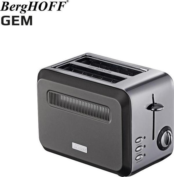 Berghoff Gem Titan Parlak Gümüş Gri İki Dilim Ekmek Kızartma Makinesi - Image 1