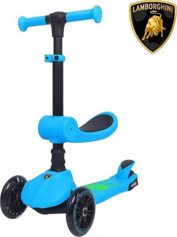 Lamborghini L5 2in1 Mavi Oturaklı Işıklı 3 Tekerlekli Çocuk Scooter - Image 1