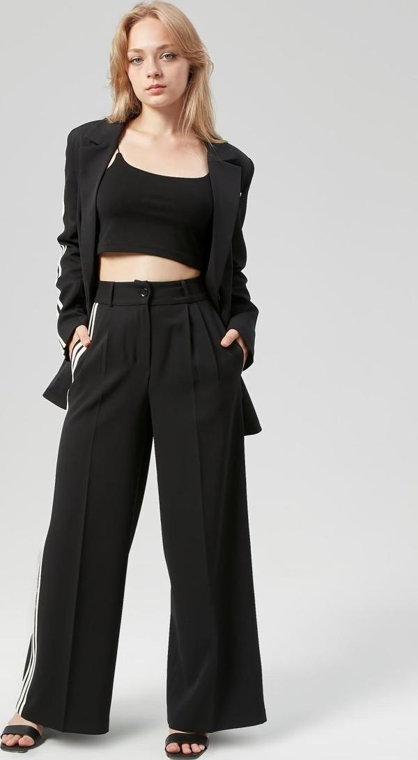 Kadın Şerit Detaylı Palazzo Pantolon - Image 1