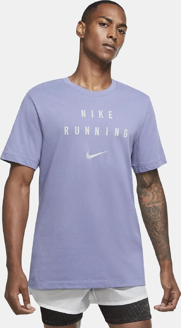Nike Running Dri-Fit Run Division Reflect Reflektörlü Mavi Tişört - Image 1