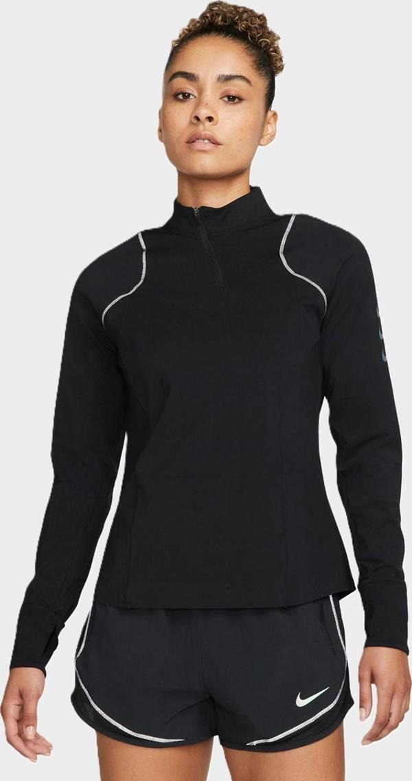 Nike Dri Fit ADV Running Division 1/4 Zip Kadın Yarım Fermuarlı Reflektörlü Koşu Antrenman Sweatshirt Siyah - Image 1