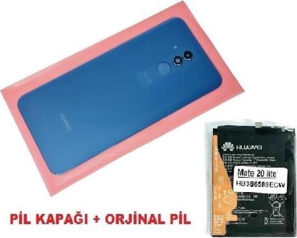 Tkgz Huawei Mate 20 Lite Arka Pil Batarya Kapağı + PİL (LENSLİ CAM) MAVİ - Image 1