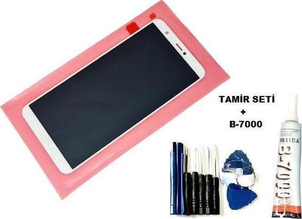 Tkgz Huawei P Smart 2018 Lcd Ekran Dokunmatik (B-7000+Tamir Seti) BEYAZ - Image 1