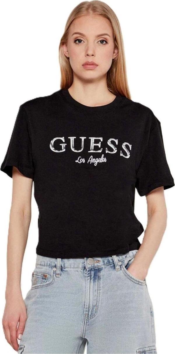 Guess Clematıs Crop Kımono Ss Tee Kadın Siyah T-Shirt V5GI09K9RM1-JBLK - Image 1