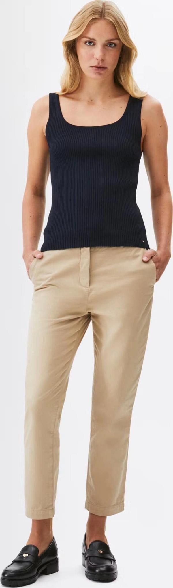 Tommy Hilfiger Kadın Bej Slim Fit Klasik Chino Pantolon - Image 1