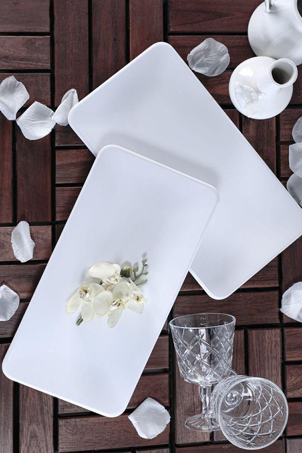 Keramika Beyaz Siera Kayık Tabak 33 Cm 2 Adet - Image 1