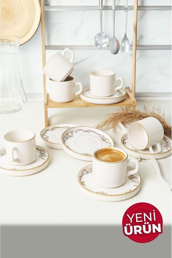 Keramika Bronze Bloom Stackable Çay Takımı 12 Parça 6 Kişilik - Image 1