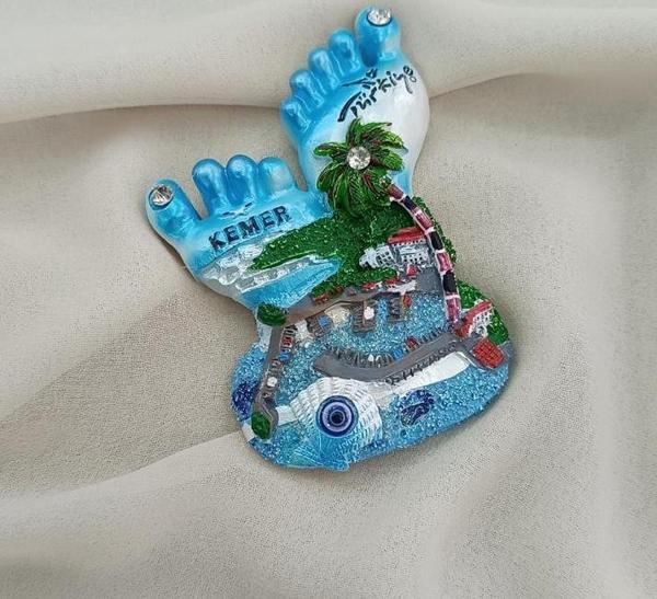 Magnet Ayak Parmak Palmiye Nazar Göz Boncuk Taşlı Mıknatıslı Buzdolabı Süsü    - Image 1