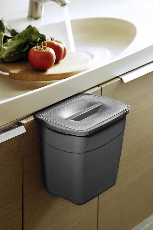 Askılı Asılabilir Tezgah Altı Kapaklı Çöp Kovası 5 Litre Mor - Image 1