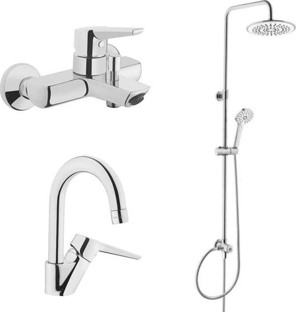 Artema Solid S Banyo Bataryası + Kuğu Lavabo Bataryası + 3C Duş Sistemi - Image 1