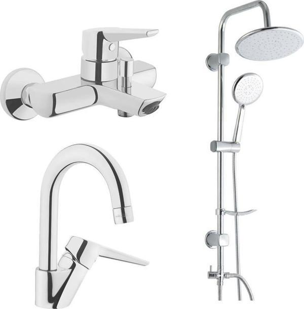 Artema Solid S Banyo Bataryası + Kuğu Lavabo Bataryası + Duxxa Bolero Duş Sistemi - Image 1