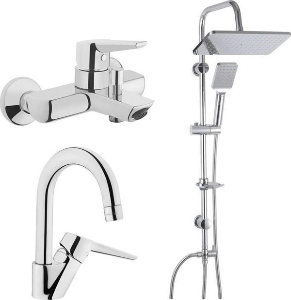 Artema Solid S Banyo Bataryası + Kuğu Lavabo Bataryası + Duxxa Mirage Duş Sistemi - Image 1