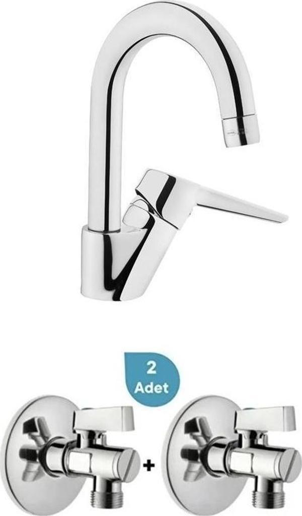 Artema Solid S Kuğu Lavabo Bataryası + 2'li Ara Musluk Set - Image 1