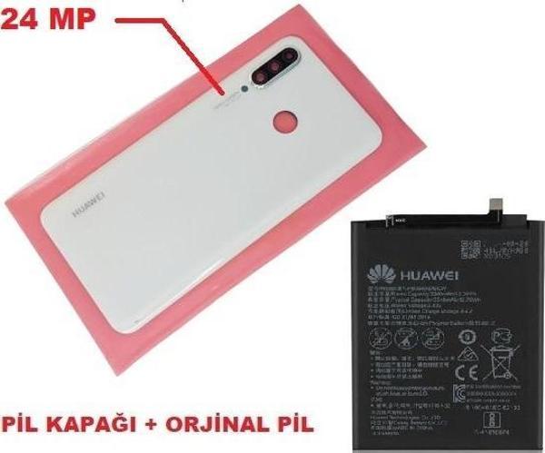 Tkgz Huawei P30 Lite Arka Pil Batarya Kapağı + PİL ( Kamera Lensli 24 MP) BEYAZ - Image 1
