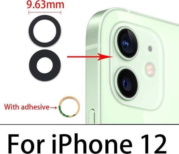 Tkgz İphone 12 Arka Kamera Camı Lens Yapışkanlı - Image 1