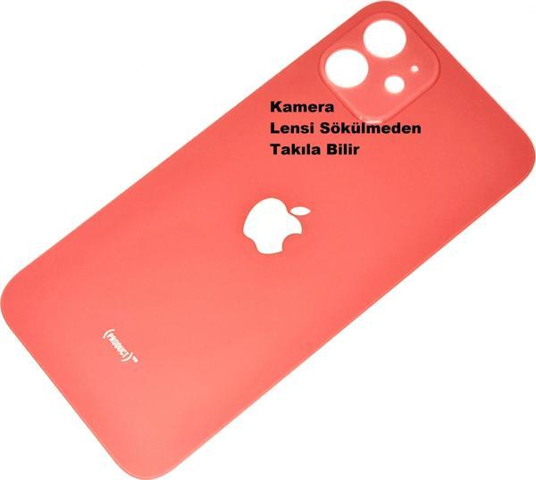 Tkgz İphone 12 Arka Pil Batarya Kapağı (CAM) Kırmızı - Image 1