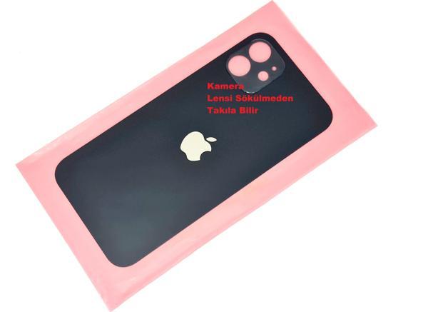 Tkgz İphone 12 Arka Pil Batarya Kapağı (CAM) Siyah - Image 1