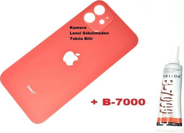 Tkgz İphone 12 Arka Pil Batarya Kapağı (CAM+B-7000) KIRMIZI - Image 1