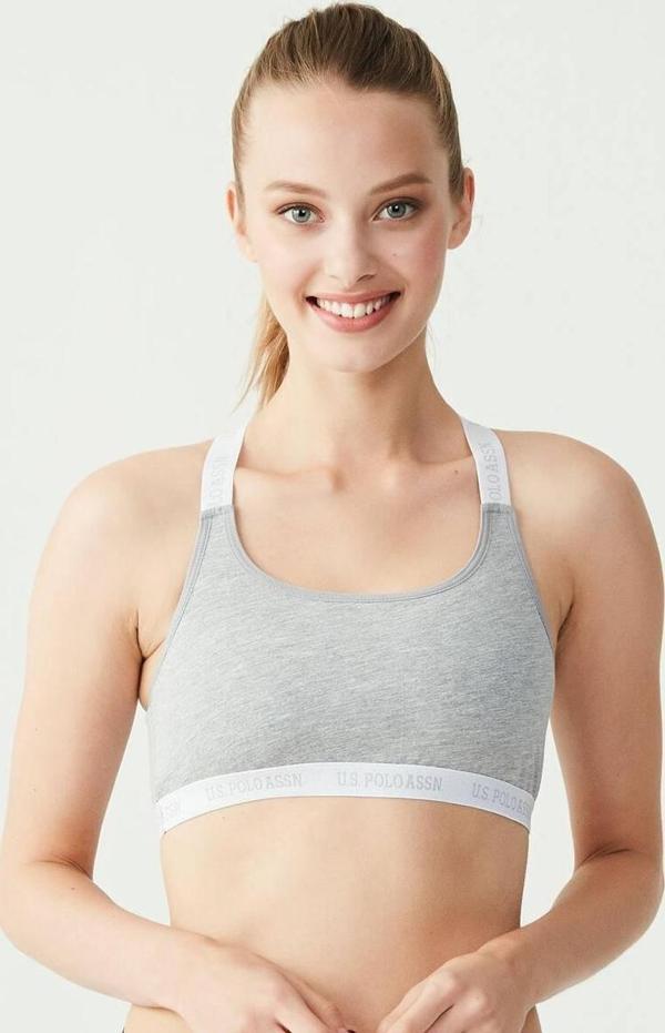 U.S. Polo Assn. Çapraz Askılı Büstiyer Gri - Image 1