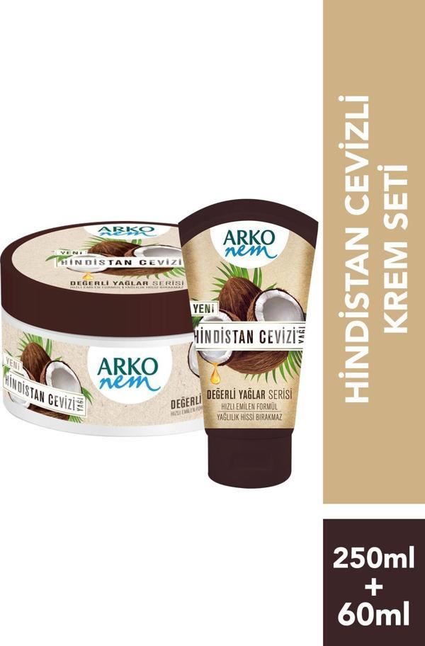 Arko Nem Değerli Yağlar Hindistan Cevizi Yağı El Ve Vücut Kremi 250 ml & 60 ml - Image 1