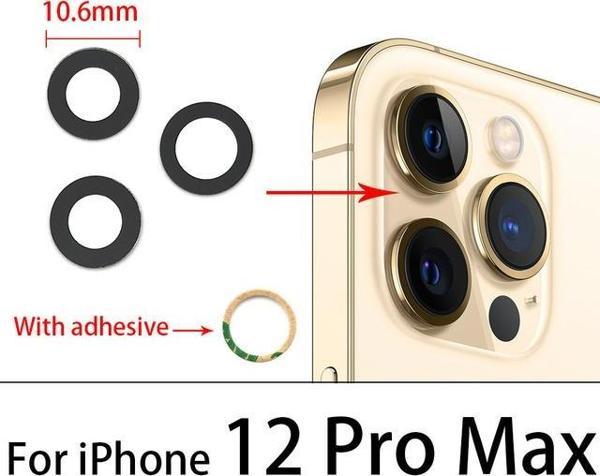 Tkgz İphone 12 PRO MAX Arka Kamera Camı Lens Yapışkanlı - Image 1