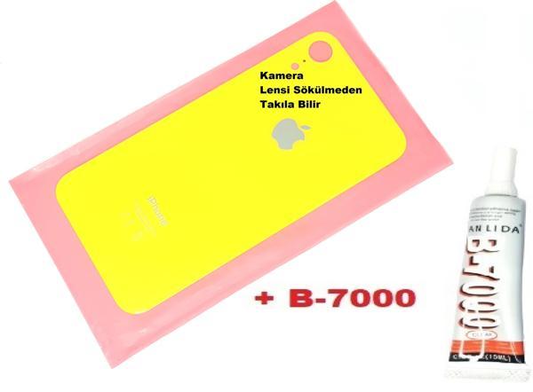 Tkgz İphone XR Arka Pil Batarya Kapağı (CAM+B-7000) SARI - Image 1