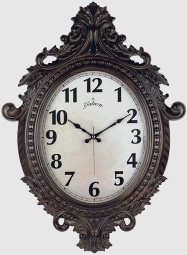 Ons Duvar Saati Kahverengi Çerçeve Çap:73Cm X 54Cm Vintage Taçlı Eksitme Dekoratif A - Image 1