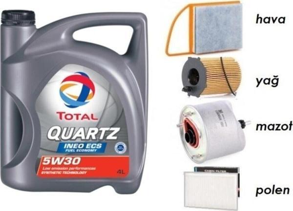 Total 5W30 Partikül Yağ + Filtre Ful Set Peugeot 2008 1.6 Dizel Uyumlu - Image 1