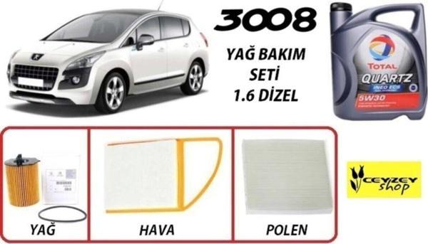Total Peugeot 3008 1.6 Dizel Yağ Bakım 4Lü Set 5W30 Ecs Euro5 Uyumlu - Image 1
