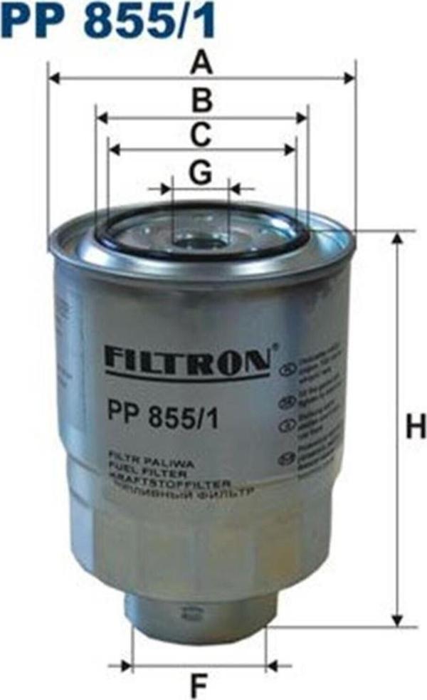 Filtron Pp855/1 Filtre Mazot-( Toyota: Corolla 07-11 / Auris 07-11 1.4 D4D Avensis 07- Rav-4 (Wc147415) - Image 1