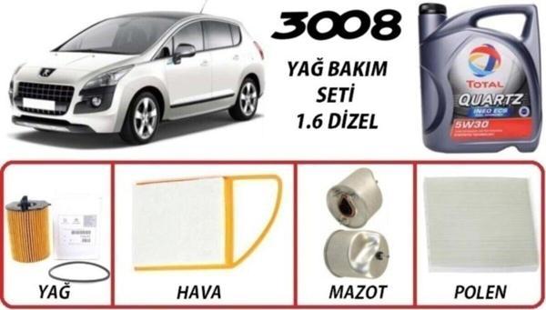 Total Peugeot 3008 1.6 Dizel Yağ Bakım 5Li Set 5W30 Ecs Euro5 Uyumlu - Image 1