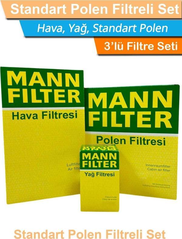 Mann Fılter Uzmanparça Vw Golf 4 1.6 Benzinli Mann Filtre Bakım Seti 1998-2004|Hava+Yağ+Standart Polen - Image 1