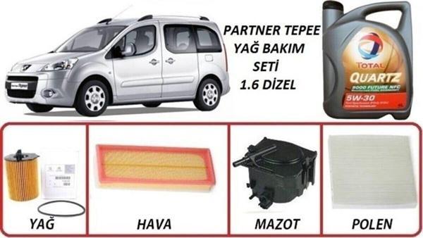 Total Peugeot Partner Tepee 1.6 Dizel Yağ Bakım 5Li Set Quartz Ineo Ecs 5W30 4Lt Motor Yağ - Image 1