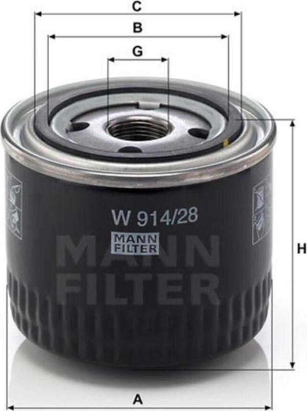 Mann ( W914/28) Yağ Filtresi Ducato-Boxer-Jumper-Daıly 06> 2.3 Uyumlu - Image 1